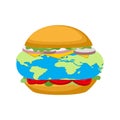 Burger made earth. Galactic hamburger. vector illustration