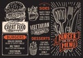 Burger menu food template for restaurant with doodle hand-drawn