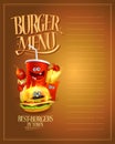 Burger menu list with empty space for text. Fast food personages