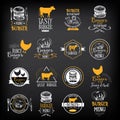 Burger menu restaurant badges. Fast food design template. Royalty Free Stock Photo