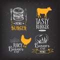 Burger menu restaurant badges. Fast food design template. Royalty Free Stock Photo