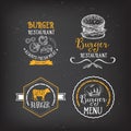 Burger menu restaurant badges. Fast food design template. Royalty Free Stock Photo