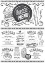 Burger menu restaurant, food template.