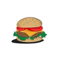 Burger Menu.Vector illustration of a burger retro sketch style. Burger house.