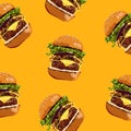 Burger pattern on yellow background