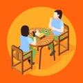 People in cafe or restaurant. Royalty Free Stock Photo