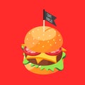 Burger cartoon fast food . cheeseburger or hamburger vector illustration. Fat Royalty Free Stock Photo