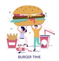 Burger order, vector flat style design illustration Royalty Free Stock Photo