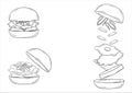 Burger outline illustration with three types of burger