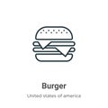 Burger outline vector icon. Thin line black burger icon, flat vector simple element illustration from editable united states