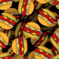 Burger pattern. hamburgers background. fast food texture. Vector