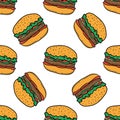 Burger pattern on white background
