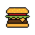 Burger pixel icon simple design. vector