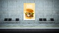 burger poster billboard mockup on underground station