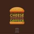 Burger recipe infographic. Lettering. A classic cheeseburger illustration.