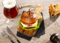 Burger and red beer Royalty Free Stock Photo