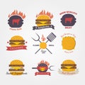 Burger restaurant flat design vintage label