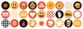 Burger retro cartoon fast food stickers. Groovy comic character, slogan, quotes and other elements.