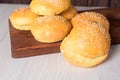 Burger rolls on a wooden background. copycpase . close-up