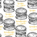 Burger seamless pattern background.