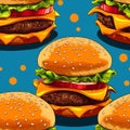 Burger seamless pattern. Generate Ai