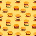 Burger seamless pattern. Fast food pattern. Vector.