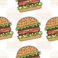 Burger seamless pattern.