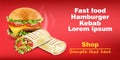 Burger and Shawarma Kebab fast food Vector. Detailed illustrations Royalty Free Stock Photo