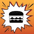 Burger simple sign. Vector. Comics style icon on pop-art background.. Illustration.