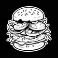 Burger sketch black and white backgrounds