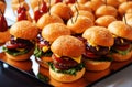 Burger sliders platter of mini cheeseburgers Royalty Free Stock Photo