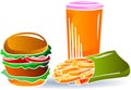 Burger, soda drinks and french fries Royalty Free Stock Photo