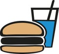 Burger and Softdrink cartoon style Royalty Free Stock Photo