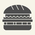 Burger solid icon. Hamburger vector illustration isolated on white. Sandwich glyph style design, designed for web and