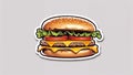 burger sticker, flat design Royalty Free Stock Photo
