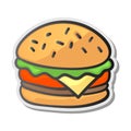 Burger sticker, isolated background. Graphic design element for menu, packaging, advertising Royalty Free Stock Photo