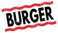 BURGER text on red-black lines stamp sign