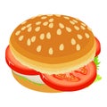 Burger tomato icon, isometric style