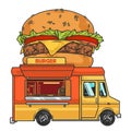 Burger van restaurant sticker colorful