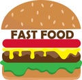 Vector illustration of delicious fast food cheese burger. Royalty Free Stock Photo