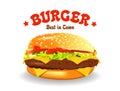 Burger vector illustration. Hamburger on white Royalty Free Stock Photo