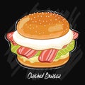 Burger vector isolated on black background