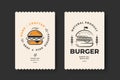 Burger vintage product label template with burgers Royalty Free Stock Photo