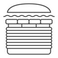 Burger Windows 7 thin line icon, fast food concept, windows seven whooper vector sign on white background, outline style