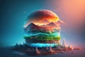 Burger world fantasy illustration, generated by AI