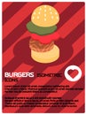 Burgers color isometric poster