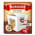 Burgers Food Carry Box Promotional Banner Vector