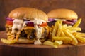 Burgers and fries Royalty Free Stock Photo