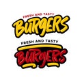 Burgers hand drawn modern brush lettering