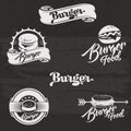 Burgers logo set in vintage style. Retro hand